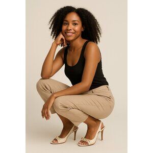 Michael Michael Kors Livvy Studded Slingback Heels 8.5M Ivory Leather Open Toe